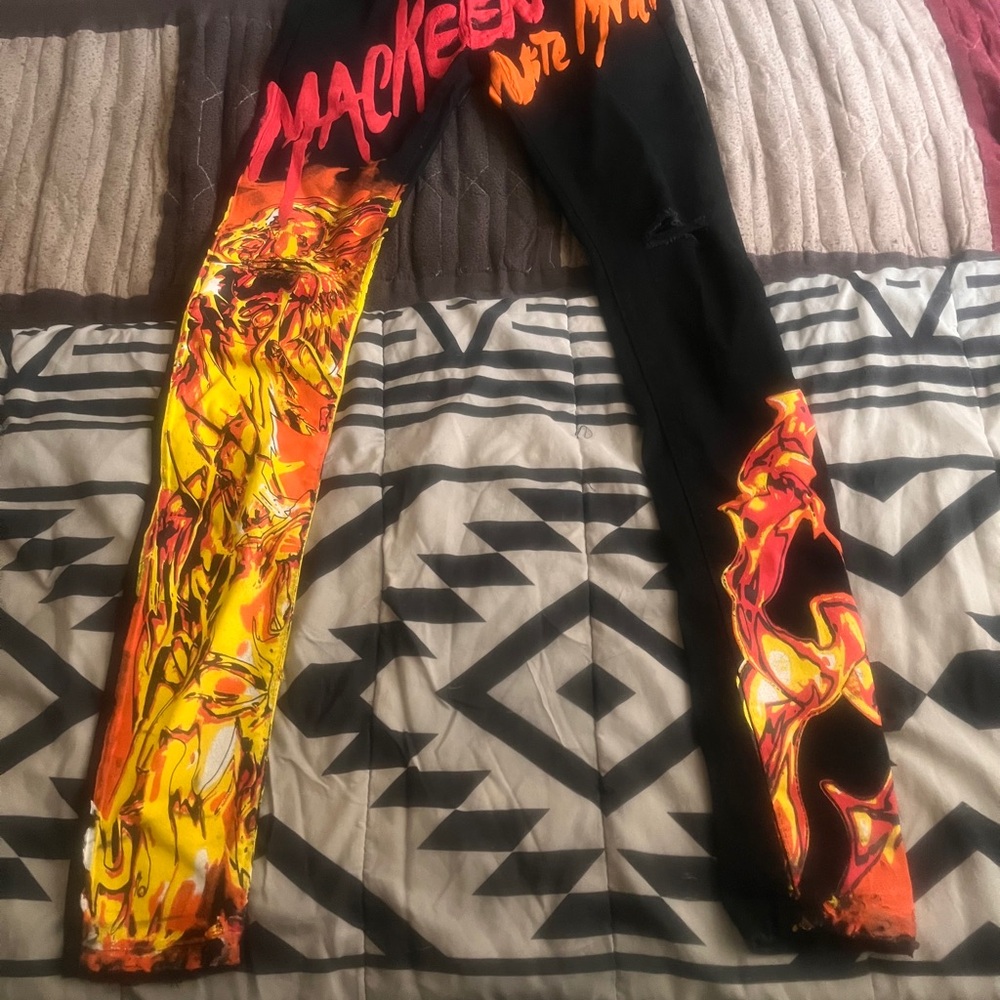 Black and Multicolor Graphic jeans